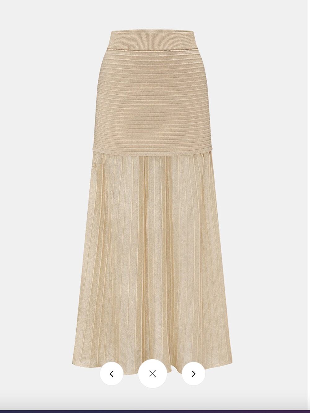 NWT Commense High Waist Patchwork Pleated Midi Skirt Sz L